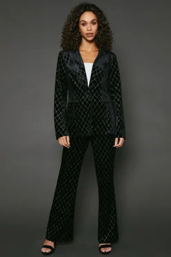 Black Kickflare Embellished Velvet Trousers