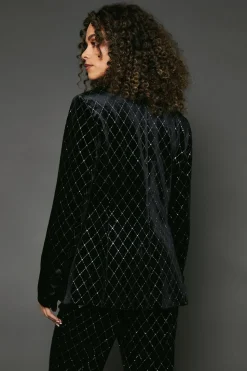 Black Kickflare Embellished Velvet Trousers