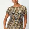 Black Multi Sequin Cold Shoulder Top