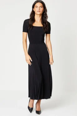 Black Pleated Midi Skirt