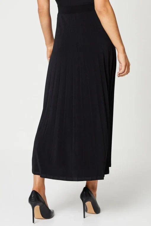 Black Pleated Midi Skirt