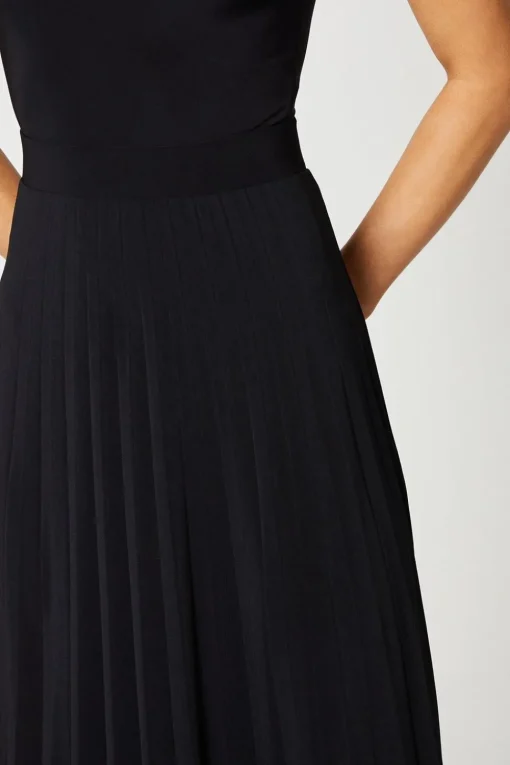 Black Pleated Midi Skirt