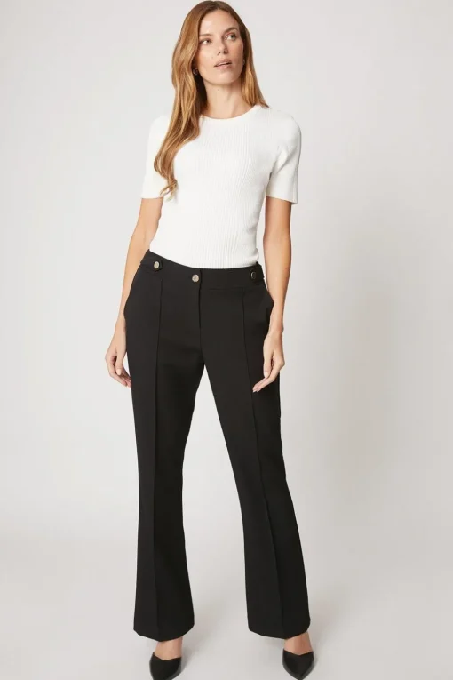 Black Smart Bootcut Leg Trousers