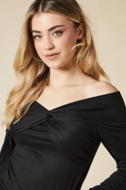 Black Twist front long sleeve top