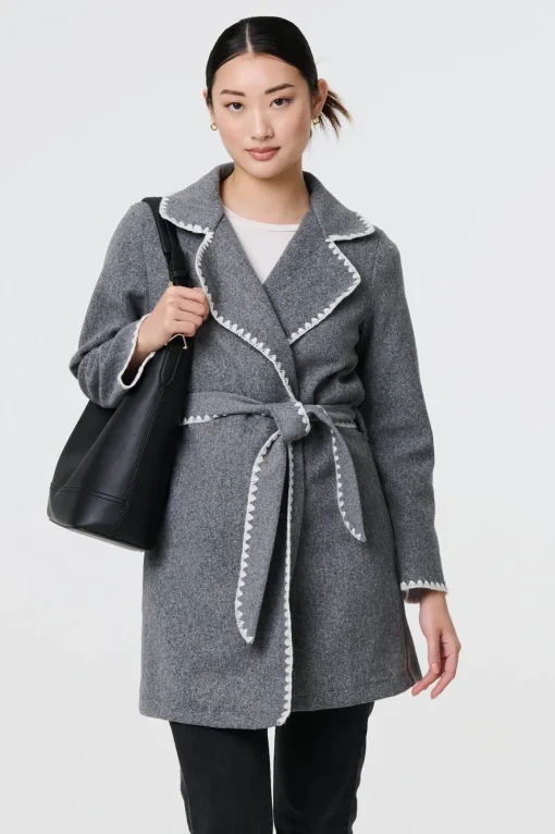Blanket Stich Coat with Belt