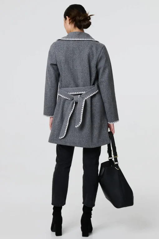 Blanket Stich Coat with Belt