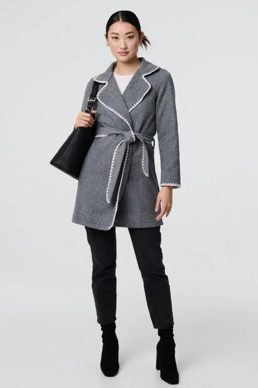 Blanket Stich Coat with Belt