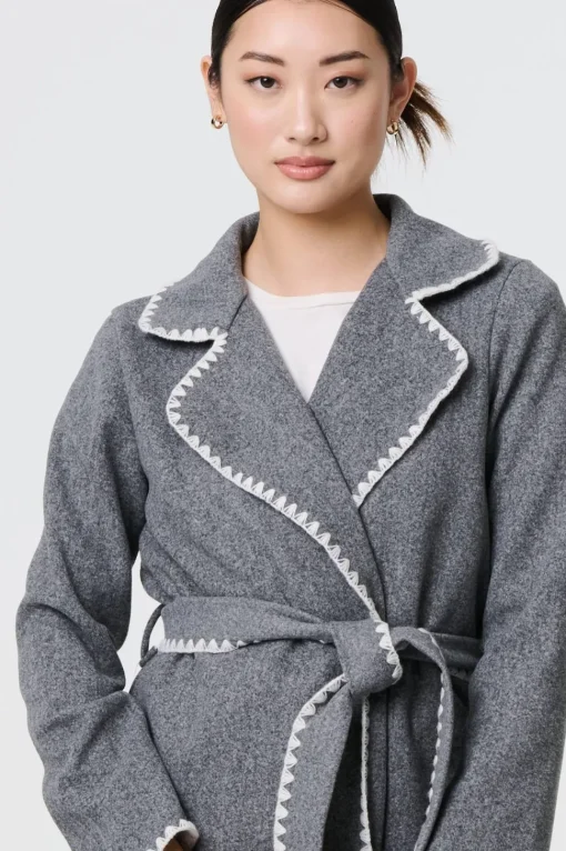 Blanket Stich Coat with Belt