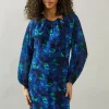 Blue Abstract Cut Out Detail Shift Dress