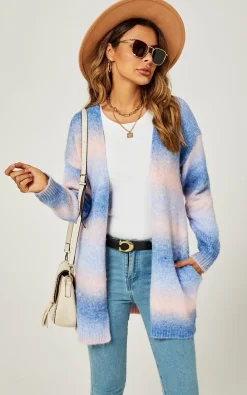 Blue & Pink Rainbow Midi Cardigan