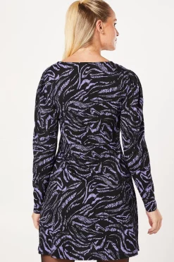 Blue Zebra V Neck Empire Mini Dress