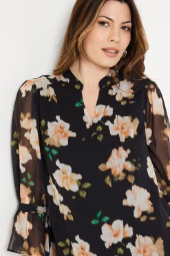 Blurred Floral V-neck Shift Dress
