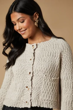 Boucle Cost Knitted Button Down Cardigan