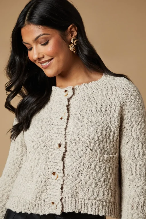 Boucle Cost Knitted Button Down Cardigan