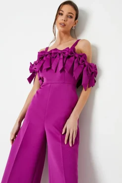 Bow Boodice Wide Leg Culotte Jumpsuit