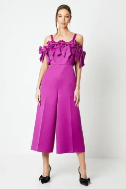 Bow Boodice Wide Leg Culotte Jumpsuit