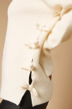 Bow Side V Neck Jumper