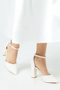 Bridal Sadie Platform Pointed High Block Heel Court Shoes