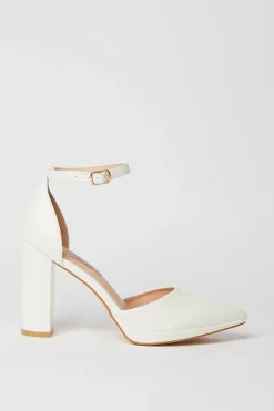 Bridal Sadie Platform Pointed High Block Heel Court Shoes