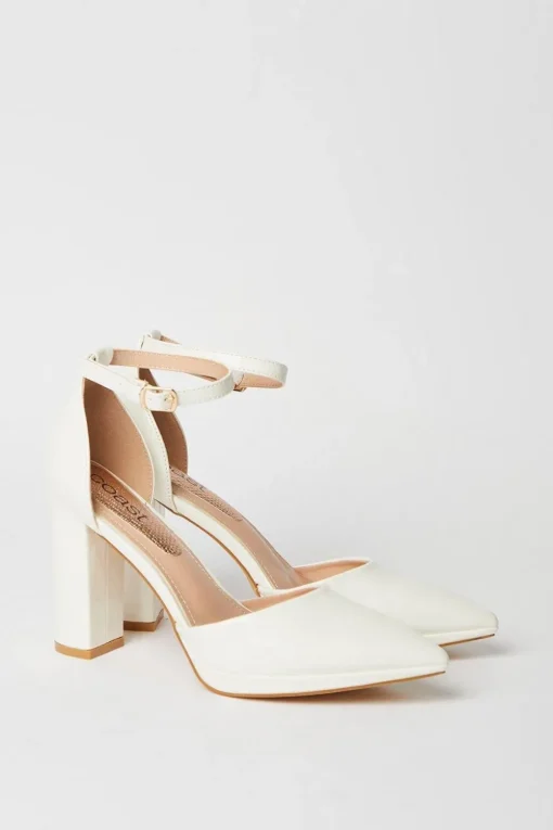 Bridal Sadie Platform Pointed High Block Heel Court Shoes