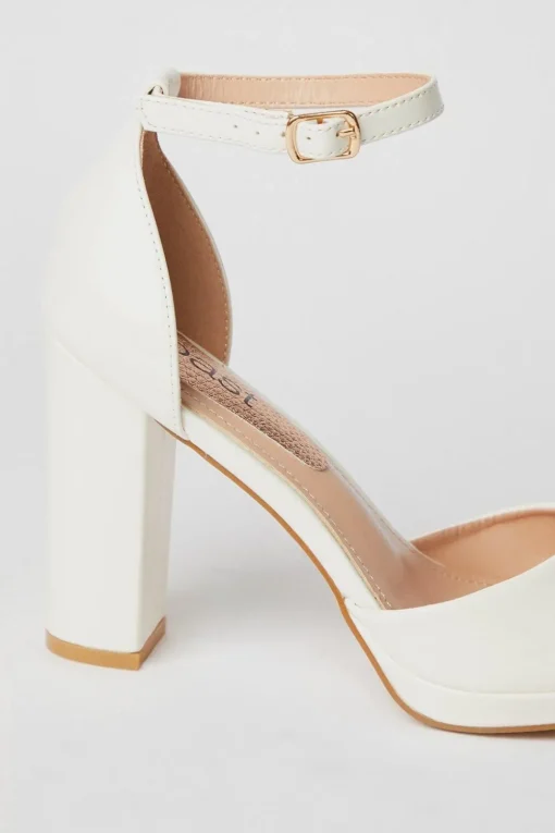 Bridal Sadie Platform Pointed High Block Heel Court Shoes
