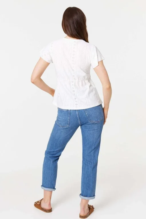 Broderie Anglaise Lace Trim Blouse
