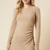 Brushed Ruched Skater Mini Dress