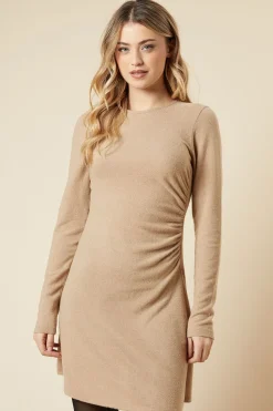 Brushed Ruched Skater Mini Dress