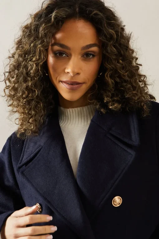Buckle Detail Double Breasted Coat