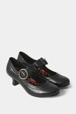 Buckle Detail Leather Mary Jane Heels