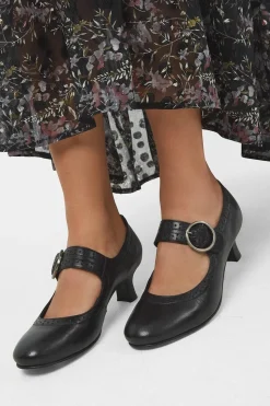 Buckle Detail Leather Mary Jane Heels