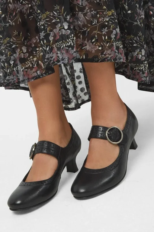 Buckle Detail Leather Mary Jane Heels