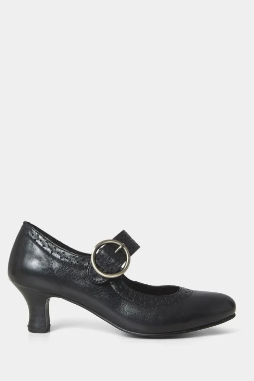 Buckle Detail Leather Mary Jane Heels