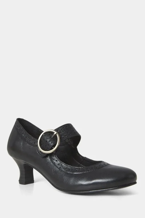 Buckle Detail Leather Mary Jane Heels