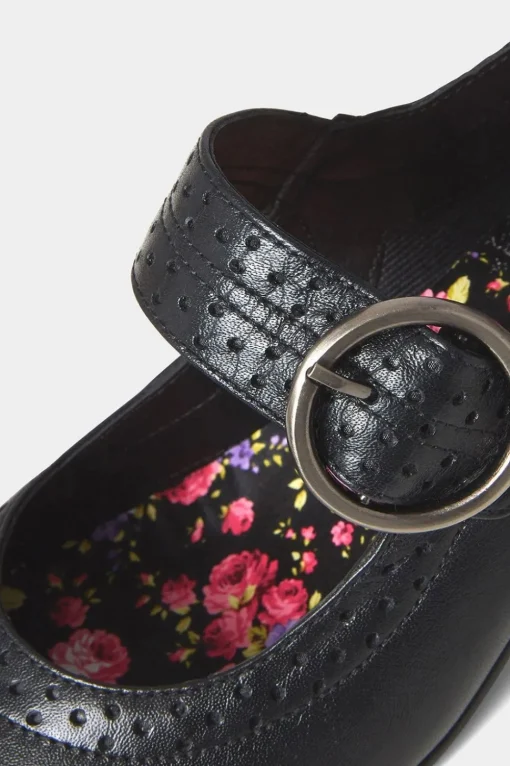 Buckle Detail Leather Mary Jane Heels