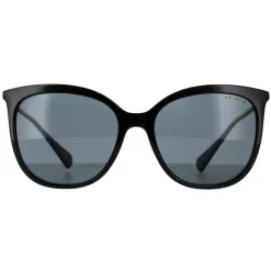 Butterfly Shiny Black Dark Grey Polarized RA5248 Sunglasses