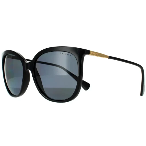 Butterfly Shiny Black Dark Grey Polarized RA5248 Sunglasses