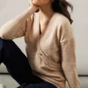 Button Detail Wrap Slouchy Jumper