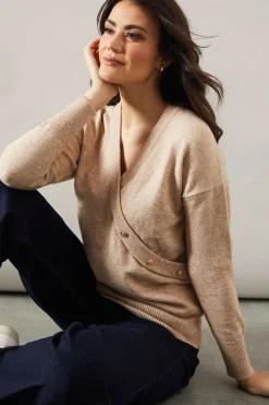 Button Detail Wrap Slouchy Jumper
