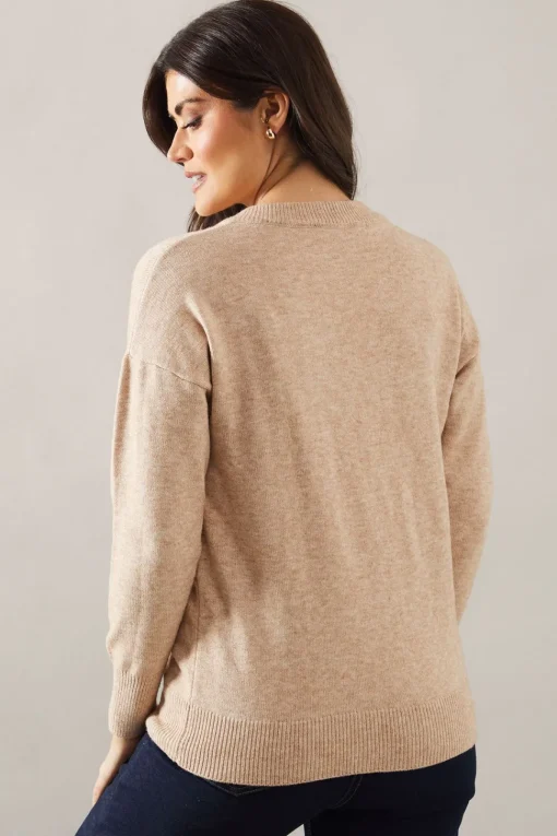 Button Detail Wrap Slouchy Jumper