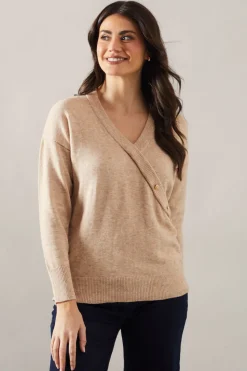 Button Detail Wrap Slouchy Jumper