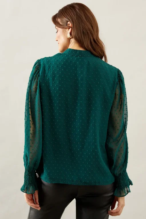 Button Through Dobby Blouse