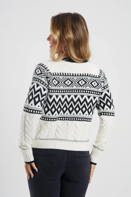 Button Through Fairisle Cable Knit Cardigan