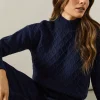 Cable Knit High Neck Jumper