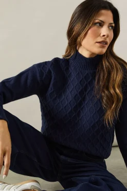 Cable Knit High Neck Jumper