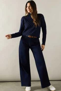 Cable Knit High Neck Jumper