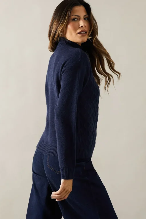 Cable Knit High Neck Jumper