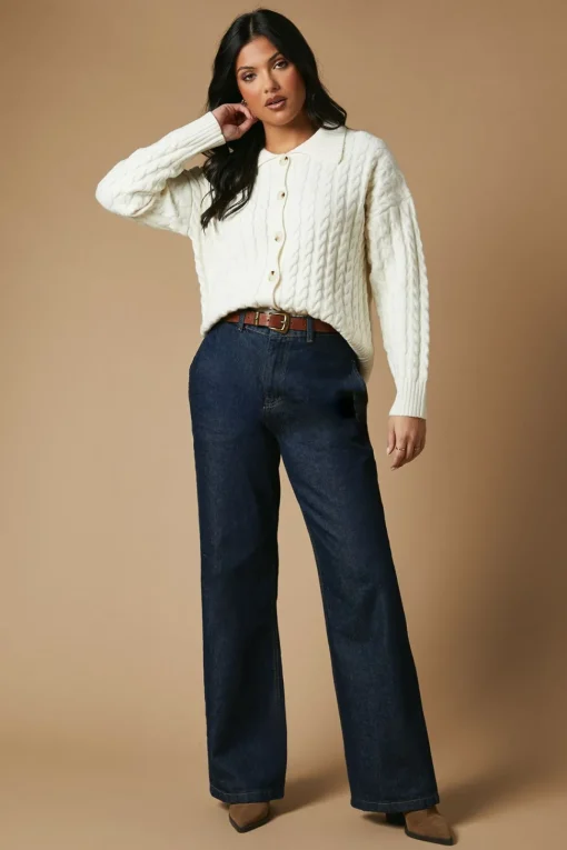 Cable Knitted Collared Cardigan