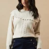 Cable Knitted Crochet Trim Detail Jumper