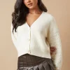 Cable Knitted Sleeves Button Down Cardigan